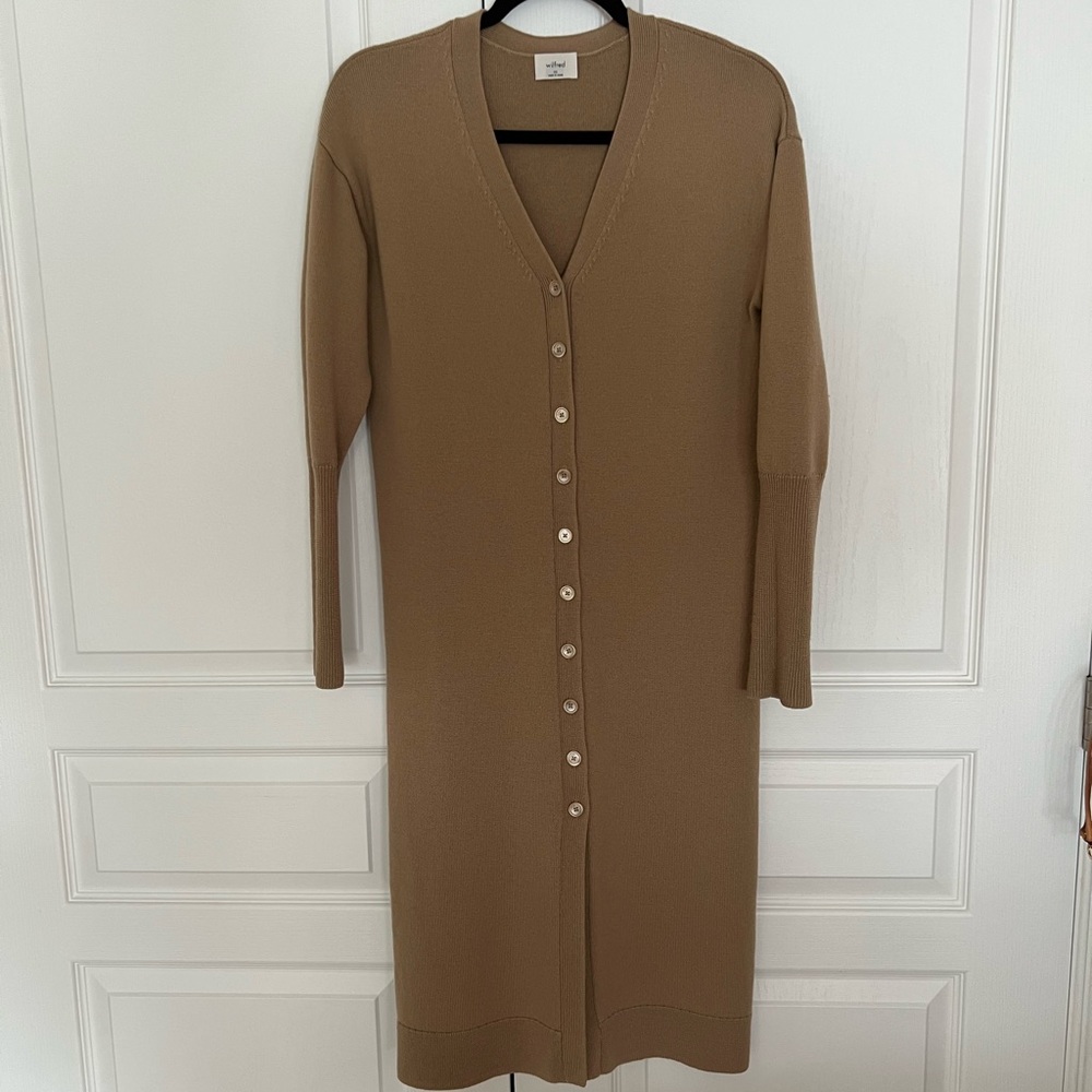 Wilfred Spa / Utopia Merino Wool Dress / Cardigan in constant camel